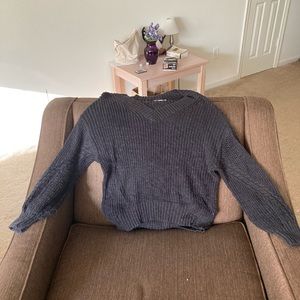 Medium Black American Eagle Chunky V-Neck Sweater